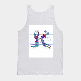 Volleyball Girls Playing Colorful Watercolor Tank Top